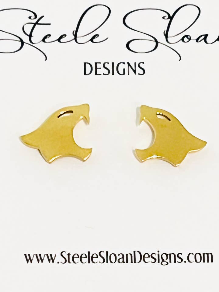 Go Cats! Wildcats gold stud earrings, Wild Cats Gift for wholesale by Steele Sloan Designs
