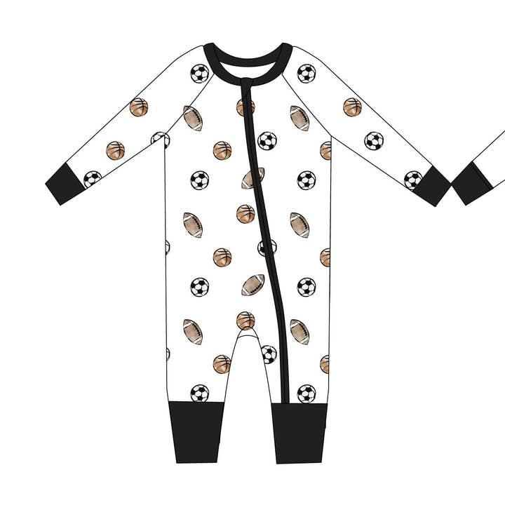 Balls Bamboo Zippy Romper for wholesale by Jensens Jammies