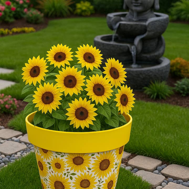 Marissa's Gifts - Wholesale Artificial flowers - Sunflowers pot full of sunflowers height 26cm4