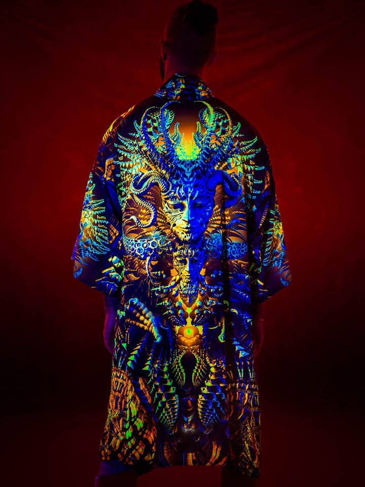 Festival Kimono | Psykläder | Burning Man-kläder | Baddräktsöverdrag | UV-reaktiva kläder | Gamuyan (KM) för wholesale av Mystic Mind