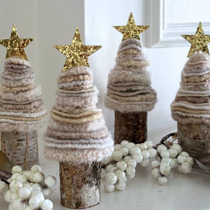 One Stitch Away - Wholesale Christmas Decoration - Mini Cream Felted Wool Christmas Tree 1