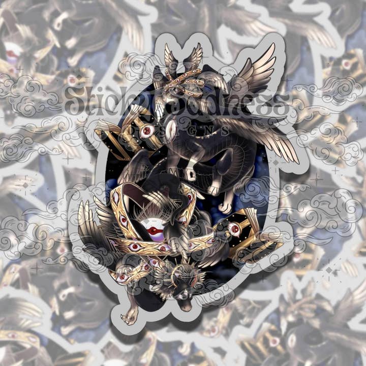 Dark Biblical Dragon Colorful Vinyl Sticker, , Fantasy Art for wholesale by Sticky Sadness Designs