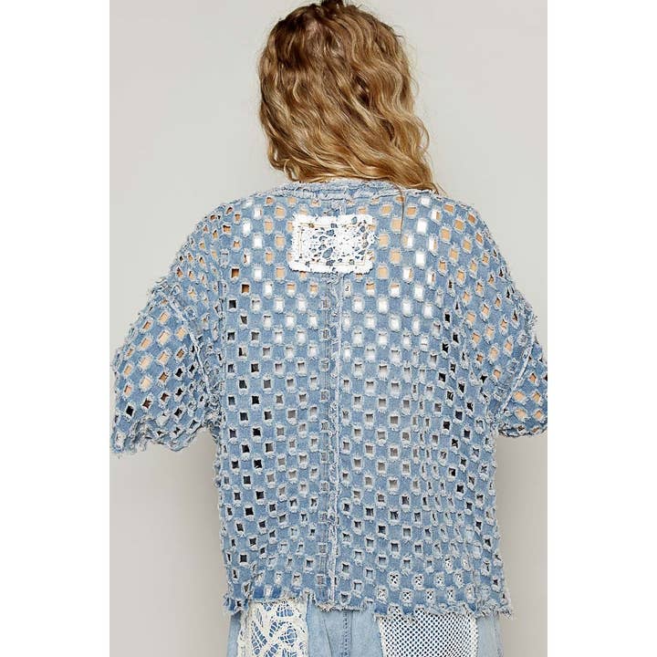 Pol Clothing - Wholesale Cardigan - Women's - Short sleeve open knitted woven open cardigan4