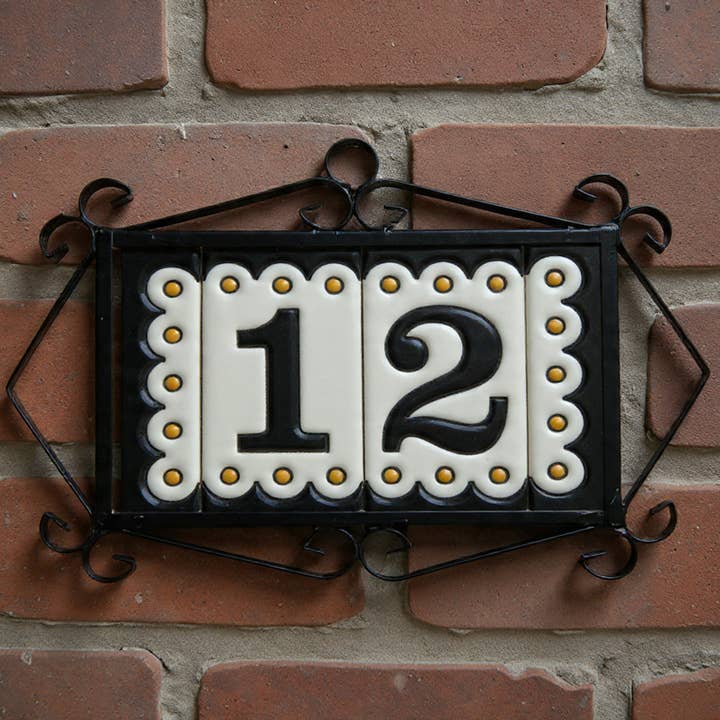 De Soto Black | Ceramic Door Number Tile & Frame – 5.5cm x 11cm (2.17" x 4.33") for wholesale by LVR Ceramics