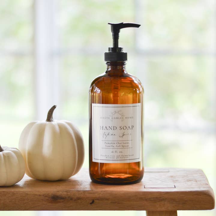 White Gables Home - Wholesale Hand Soap/Wash - Autumn Spice Hand Soap In Glass Jar | Made In USA 1