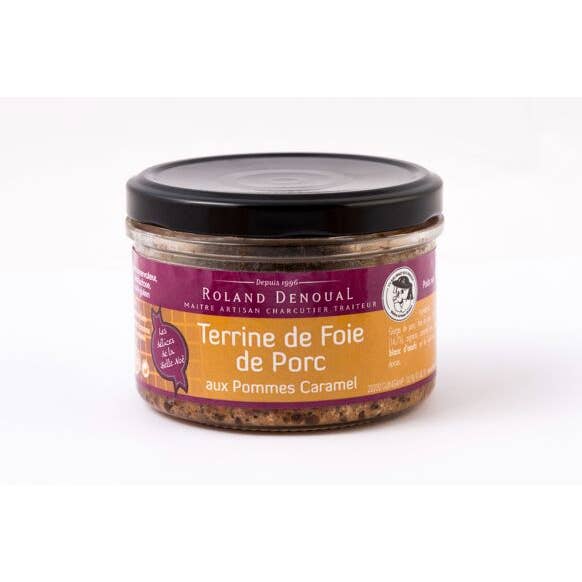 Svinelever Terrine Med Karamel æbler for engroshandel hos Charcuterie Roland Denoual