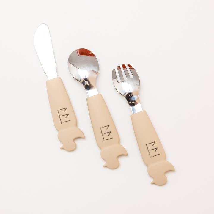 Montessori Mates Pty Ltd - Wholesale Flatware Set - Kids & Baby - Soft Grip Toddler Cutlery Set - Spoon + Fork + Knife