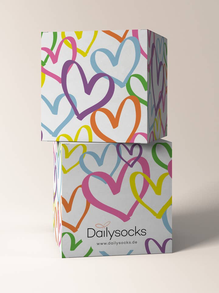 "Gåvokub ""HEARTS""" för wholesale av DAILYSOCKS