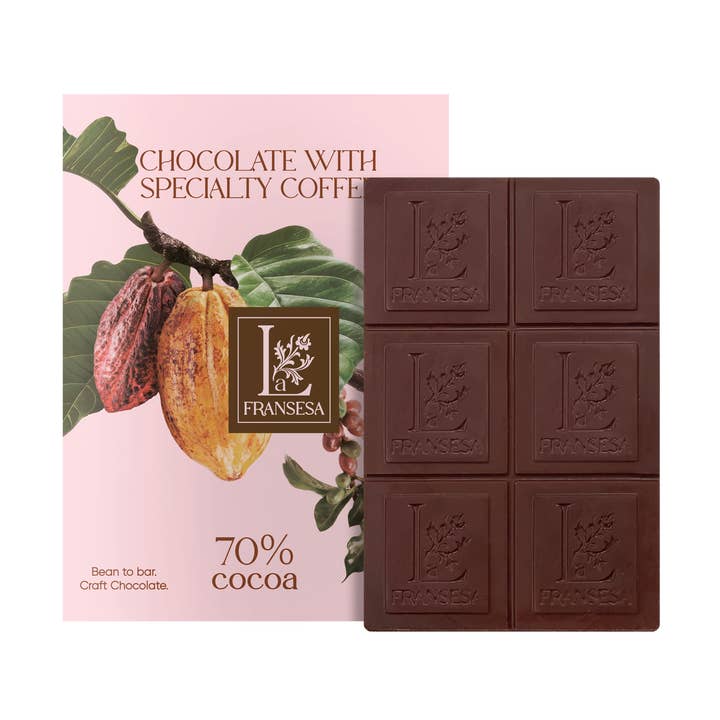 Chocolate with Specialty Coffee - Craft Chocolate. 70% cocoa for wholesale by La Bouquetiere French Collections