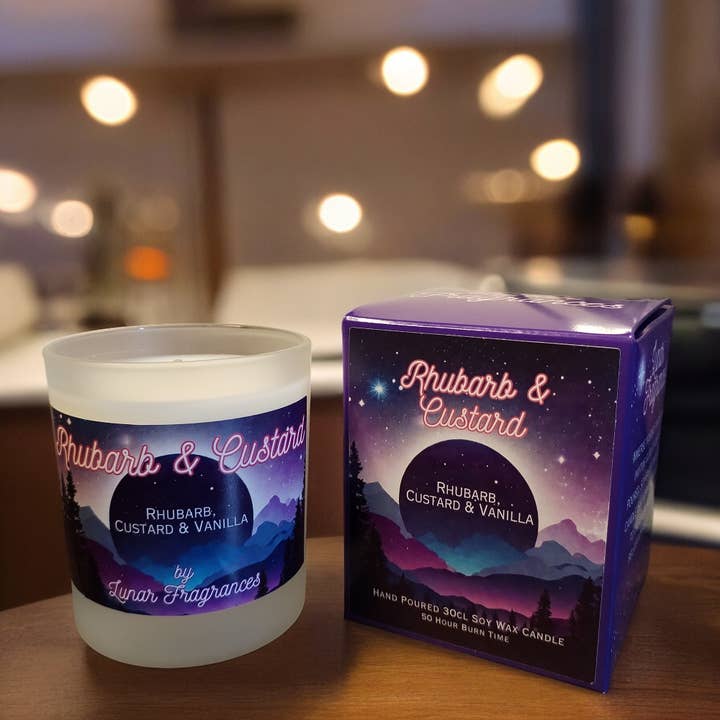 Rhubarb & Custard 220g Soy Wax Candle for wholesale by Lunar Fragrances