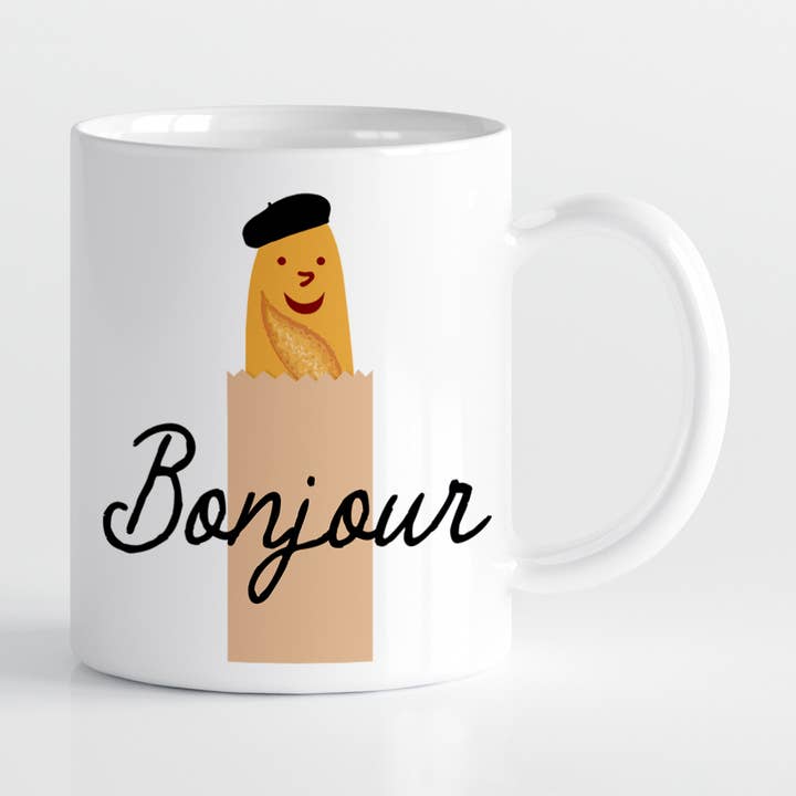 Bonjour Baguette French Bread - Mug for wholesale by Rock Scissor Paper