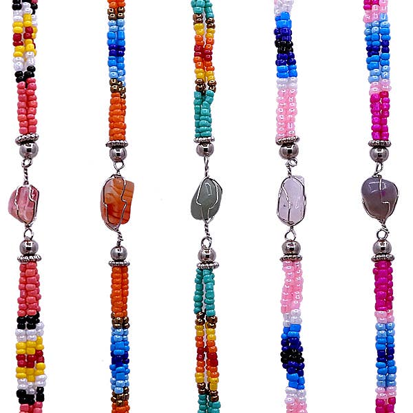 Native Inspired Wrapped Stone Beaded Multi Strand Bracelet for wholesale by Pichincha