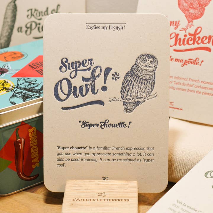 Letterpress Card Owl for wholesale by L'Atelier Letterpress