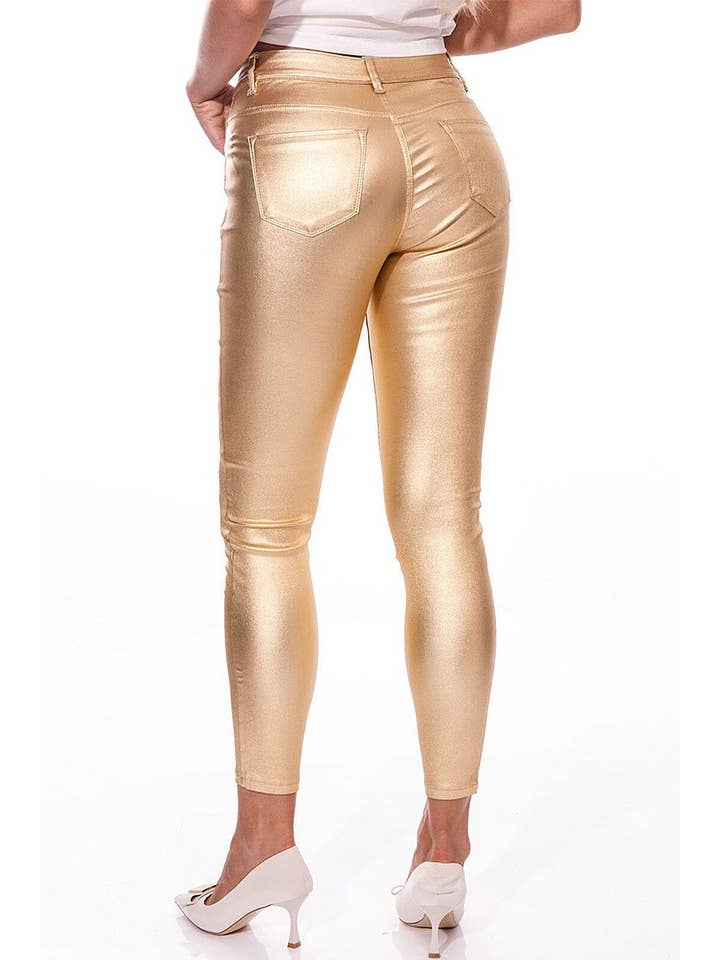 ROUSSEAU - Wholesale Pants - Women's - METALLIC SKINNY FIT PANTS WITH POCKETS