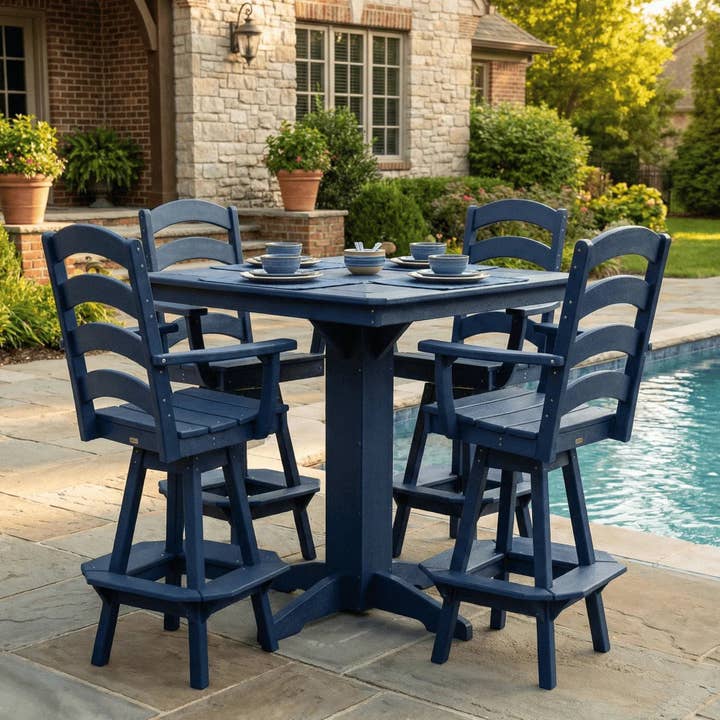 Keystone Amish Co. Josie 5-Piece Poly Outdoor Bar Dining Set for wholesale by The Porch Swing Company