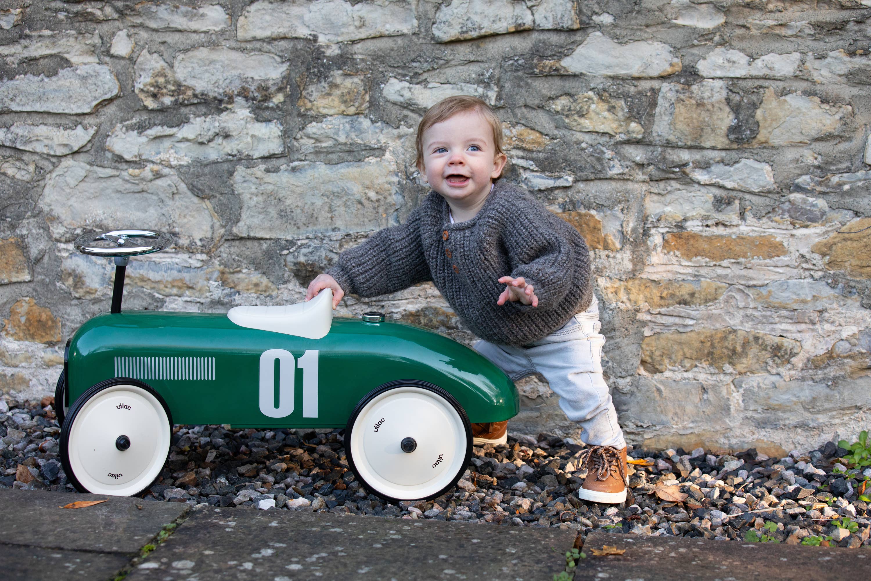 Hippychick – wholesale Bike/scooter – Kids – Vilal Metal British Racing Green Ride-On Car Vintage Style2