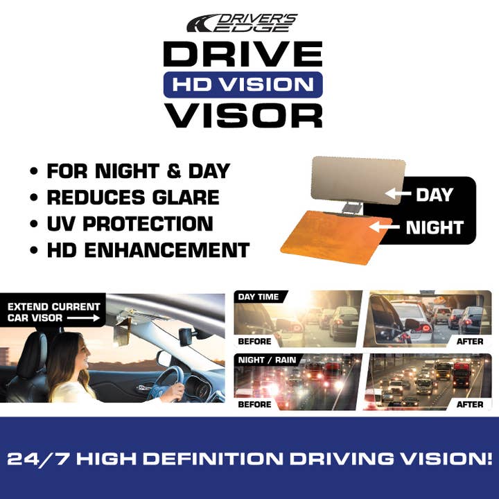 Novelty Brands - Wholesale Sunglasses - Unisex - Driver's Edge HD Vision Car Visor- 6/Display