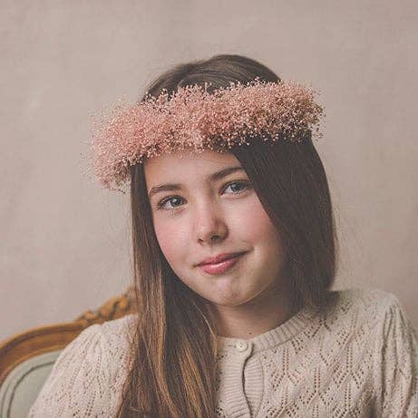 Verde Oliva Coronitas – Großhandel Partyhut/Krone – Halbkranz aus zarter rosa Schleierkraut1