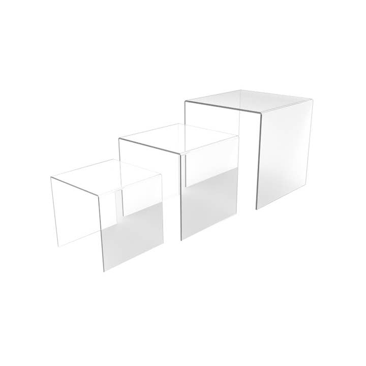 Rialzo in plexiglass trasparente/nero Rialzo in lucite Rialzo in acrilico Espositori a rialzo per la vendita all'ingrosso da parte di FIXTUREDISPLAYS