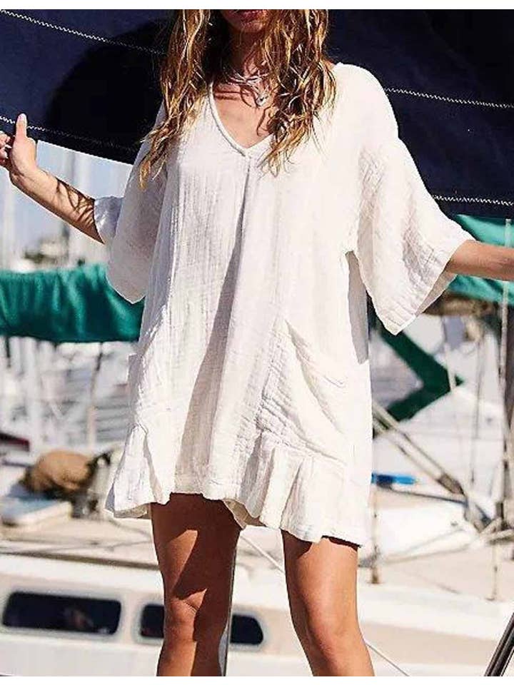 Sweetkama - Wholesale Romper - Dames - Romper met ruches en V-hals en gedrapeerde mouwen SKJ181