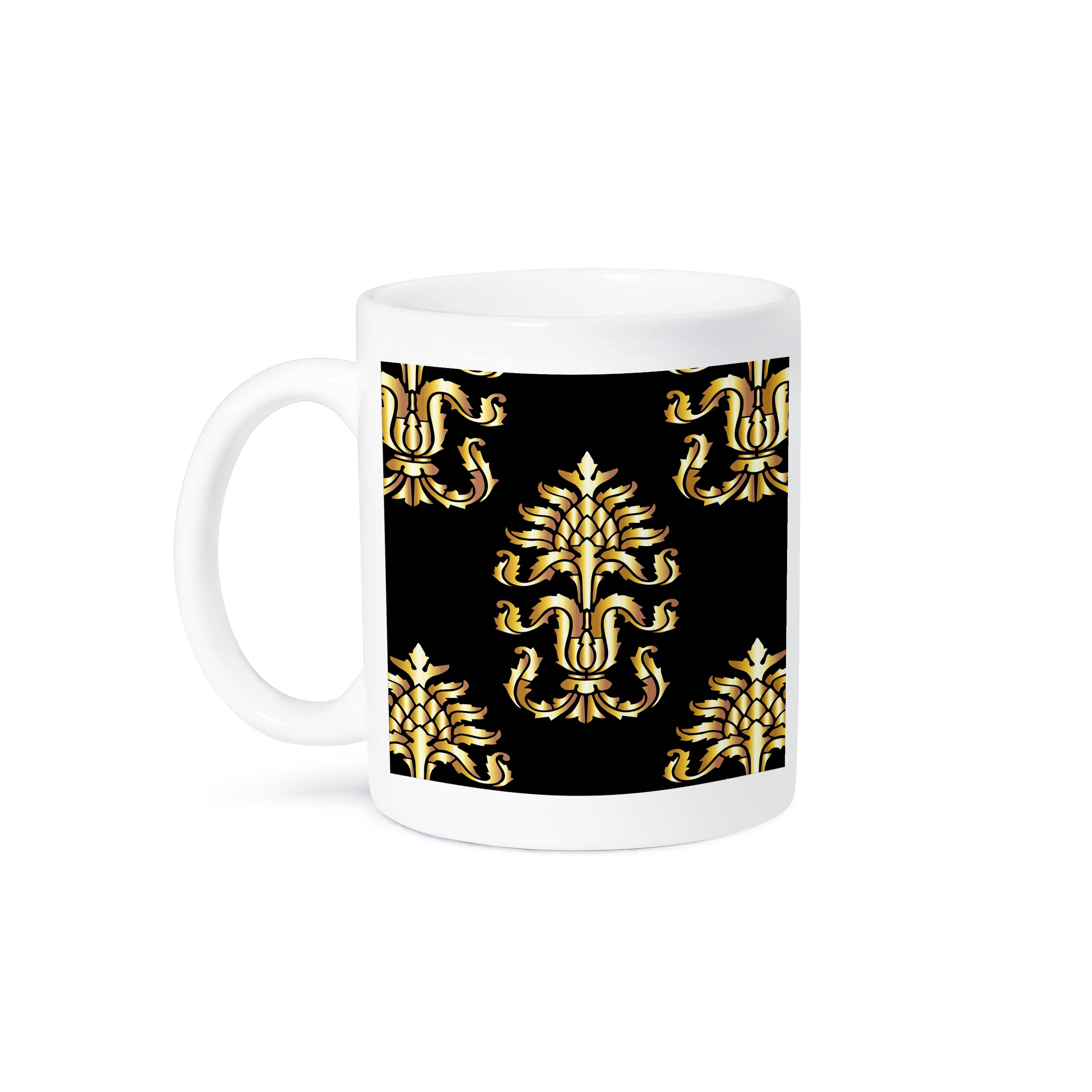 3dRose - Wholesale Coffee Mug - 3dRose, Image of Stylised Pineapple Pattern in Tonal Yellow- not metal foil, Mug8