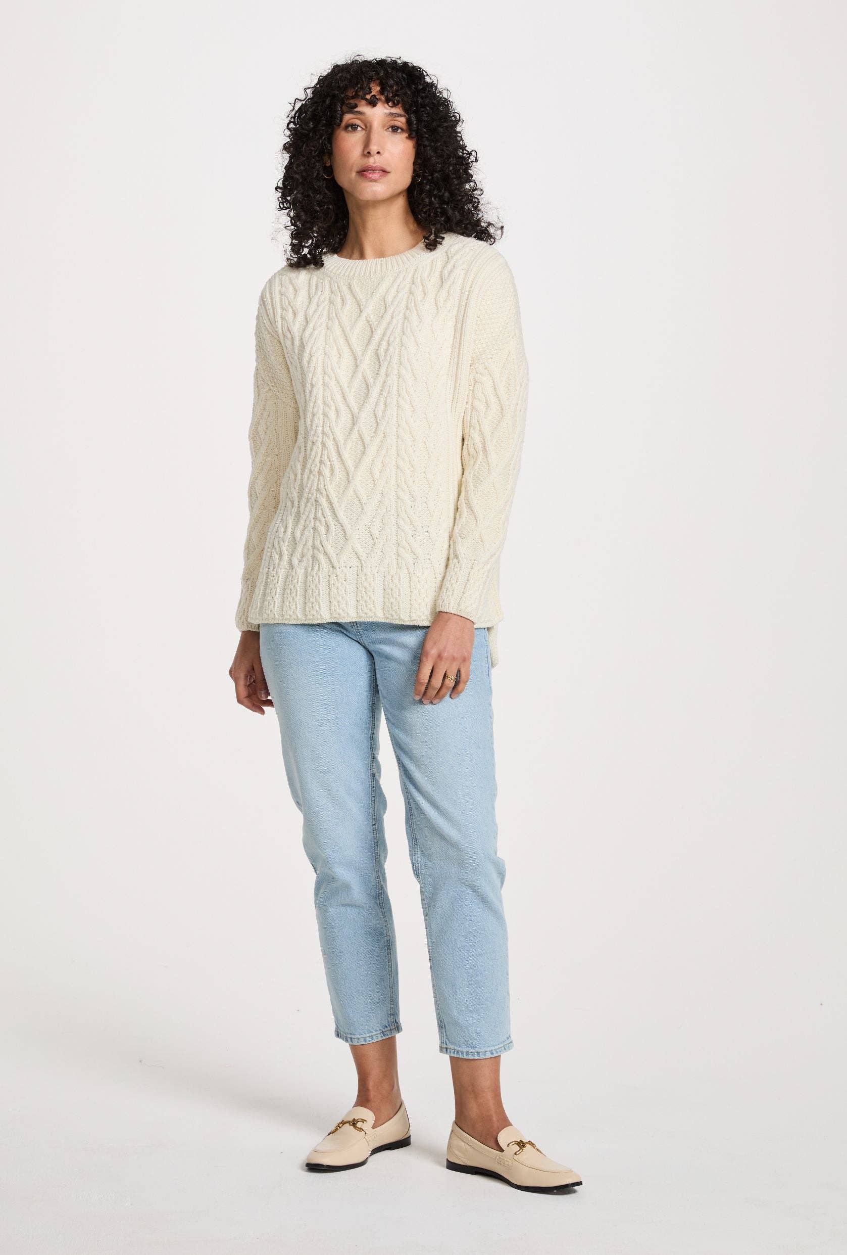 Aran Woollen Mills - Venta al por mayor Jersey de punto - Mujer - Suéter Tully Box Aran - Crema6
