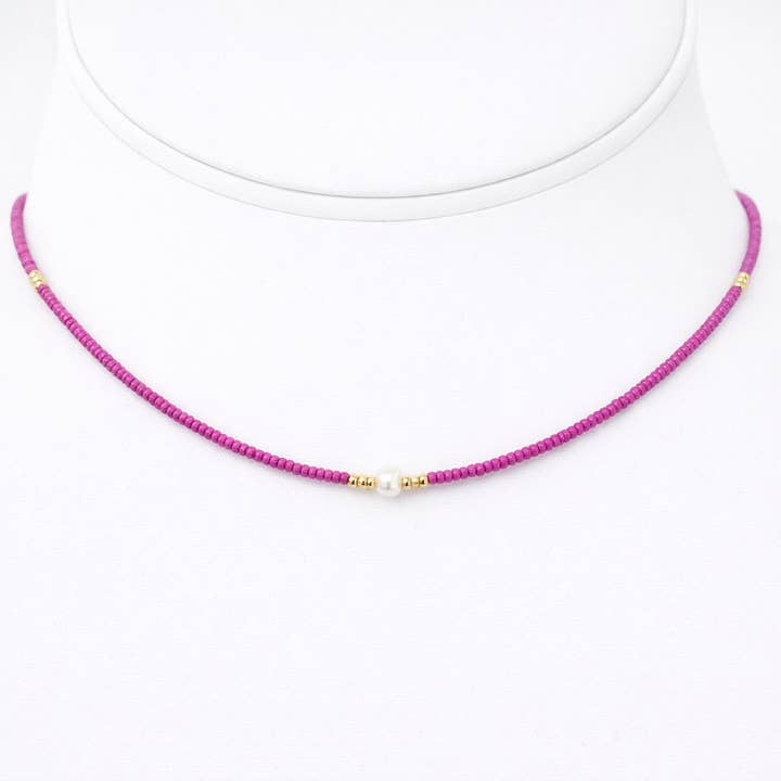 Pink & Pearl Stone Necklace for wholesale by Loli