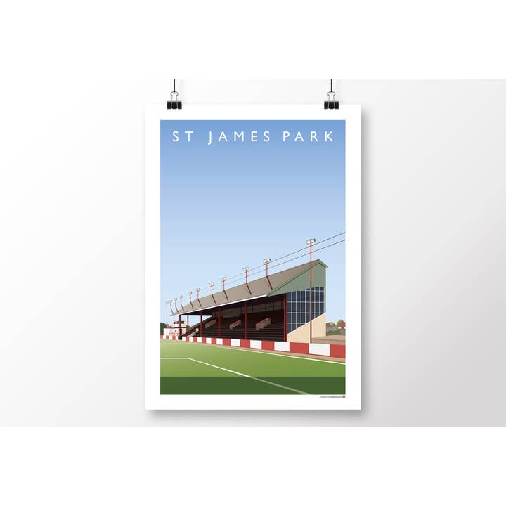 Matthew J I Wood Design & Illustration – Poster por atacado – Exeter City St James Park Exeter Cartaz