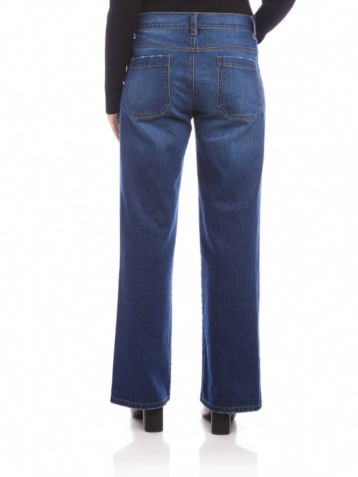 Indigo Lauren Patch Pocket Jeans for wholesale on Faire2