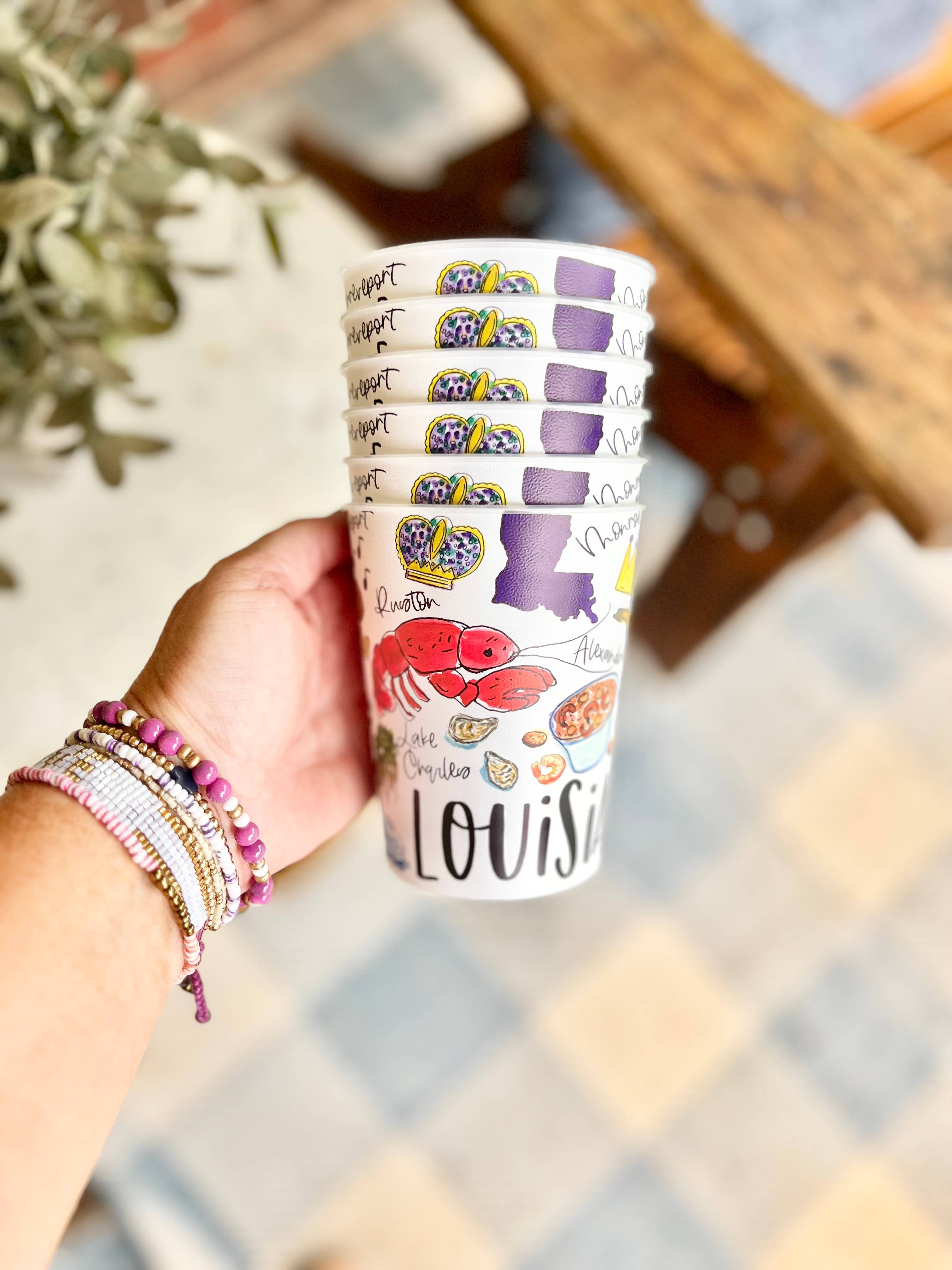 Happy By Rachel, LLC - Wholesale Disposable Cup - State of Louisiana Reusable Party Cups, state pride