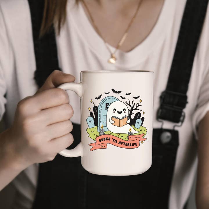 CrescentCatCo - Wholesale Coffee Mug - Books till After life Spooky Cute Halloween Coffee Cup