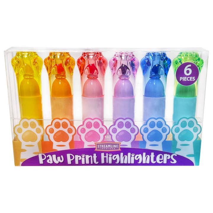Paw Print Highlighters - Set of 6 for wholesale by Streamline