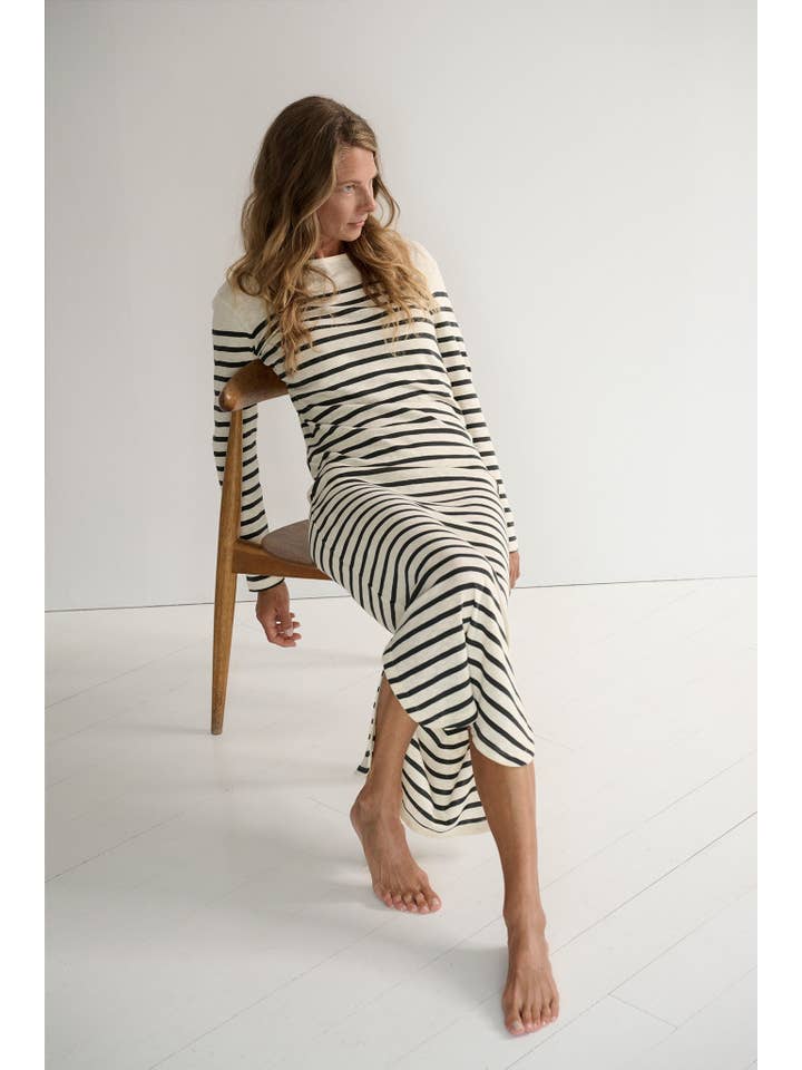 moshi moshi mind - Wholesale Dress - Women's - charisma dress stripe - ecru/moonless night