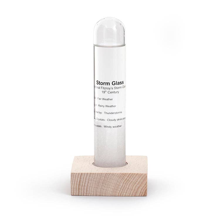 Kikkerland Design Inc - Wholesale Decorative Tabletop Object - Storm Glass Tube With Beechwood Base1