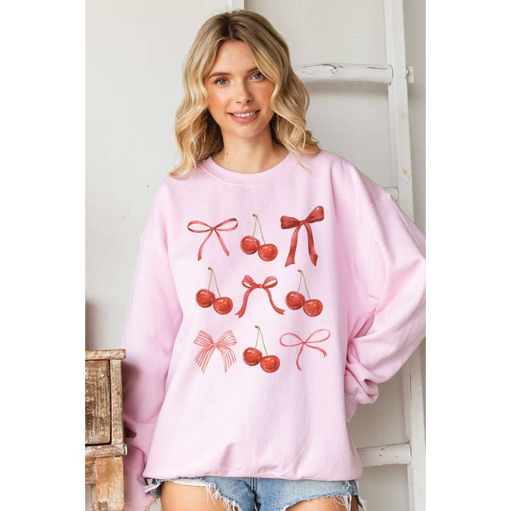 CHERRIES AND BOWS Överdimensionerad grafisk tröja för wholesale av BLUME & CO.