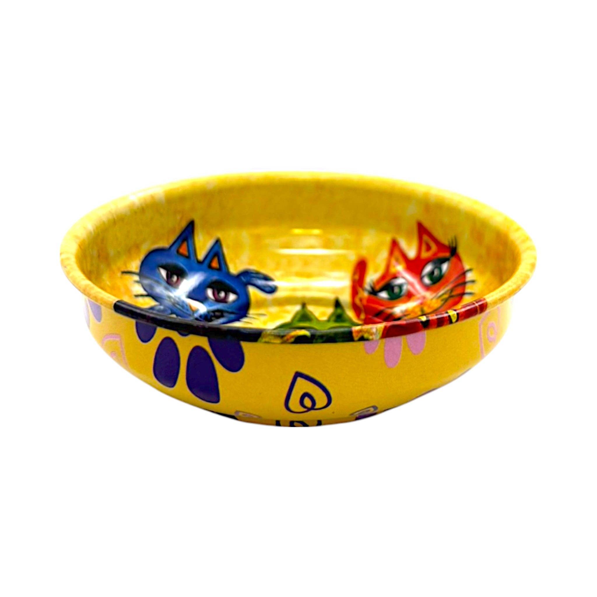 cotonIQ – Großhandel Dekorative Platte/Teller/Schüssel – Metall Schüssel - Katze 2 - Klein - 8cm