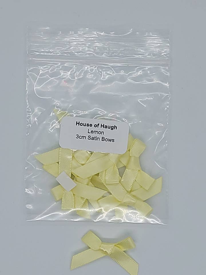 10 x 3 cm Satinschleifen Lemon für den Großhandel von House of Haugh Craft Supplies