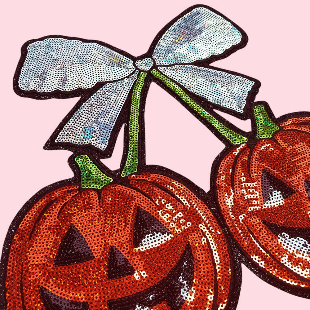 Rosie Posie Patches – Engroshandel Patch – Halloween Græskar Kirsebær Sløjfe Paillet Strygemærke1