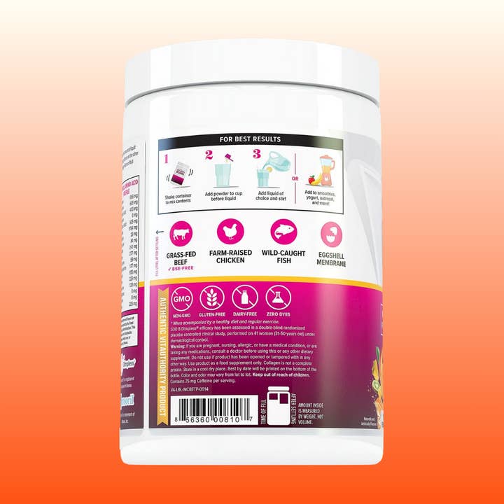 Vitauthority - Wholesale Oral Supplement/Vitamin - Multi-Collagen Burn Energy Powder: Tropical Punch, Dimpless