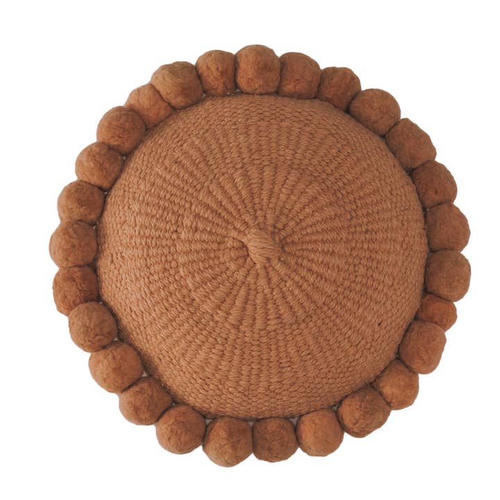 The Andes Project - Vendita all'ingrosso Fodera cuscino decorativo - CUSCINI/COPRICUSCINI ROTONDI CON POMPON, MISURA MEDIA, POLVEROSA
