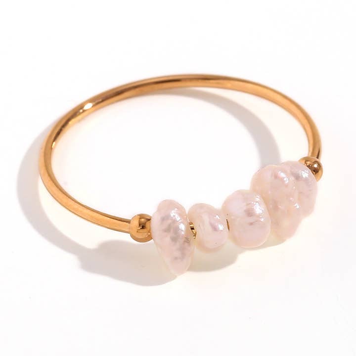 Katinki - Wholesale Band/Stacked Ring - Baroque Pearl Gold Band Ring1