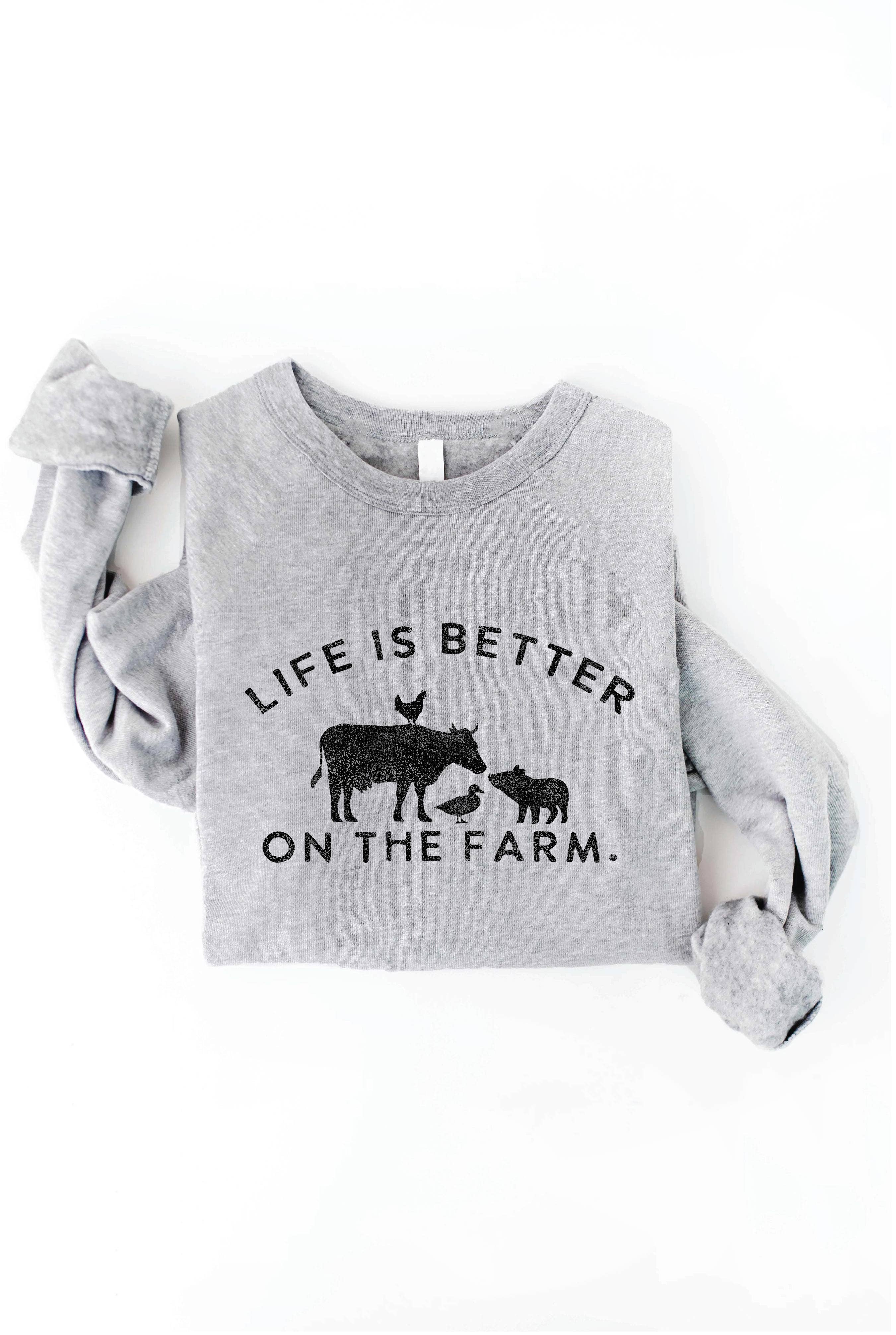 OAT COLLECTIVE - Wholesale Graphic Sweatshirt - Women's - LIFE IS BETTER ON THE FARM Graphic Sweatshirt16