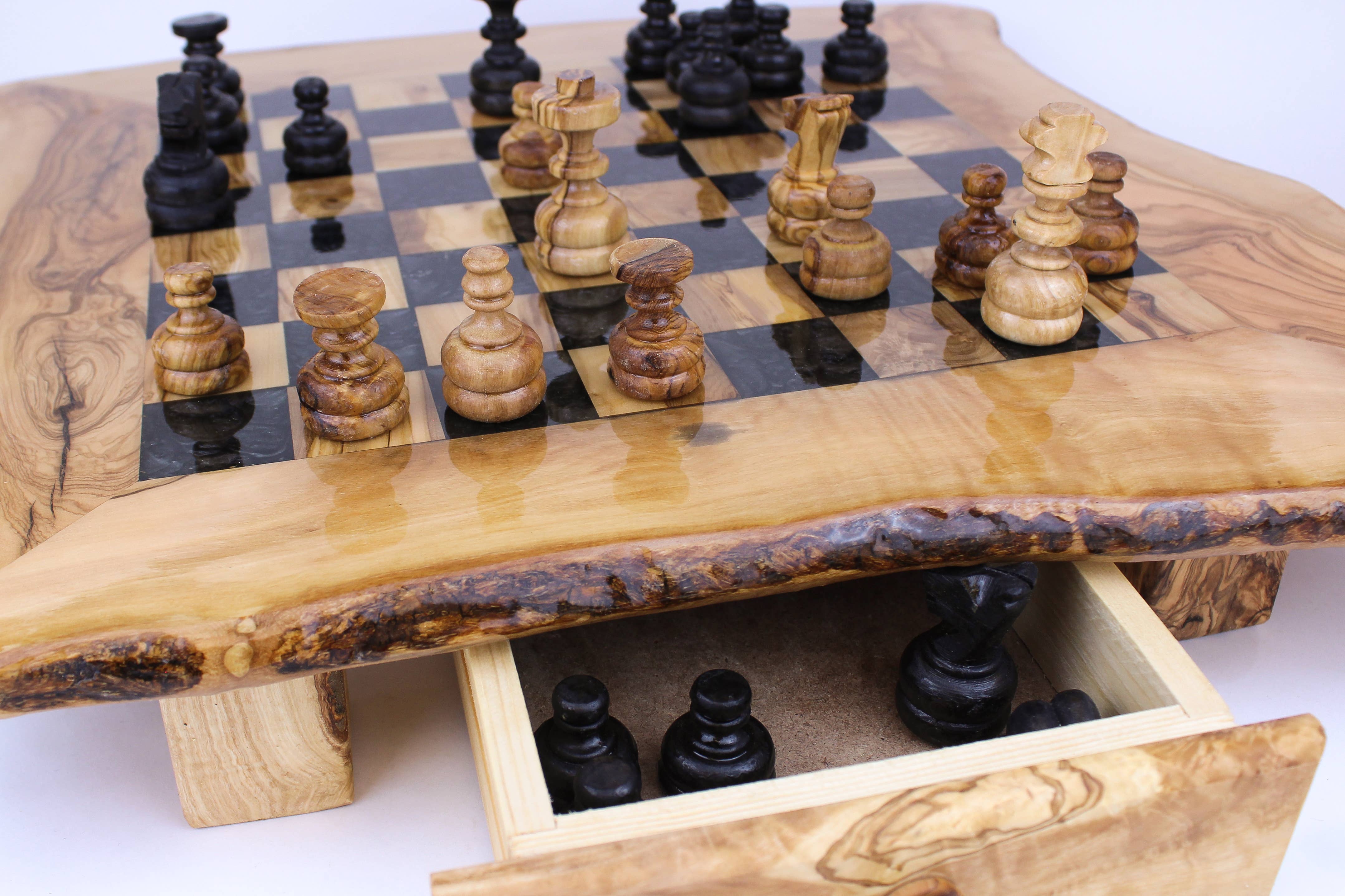 Natural OliveWood – Engroshandel Brætspil – Skakbræt i oliventræ og resin6