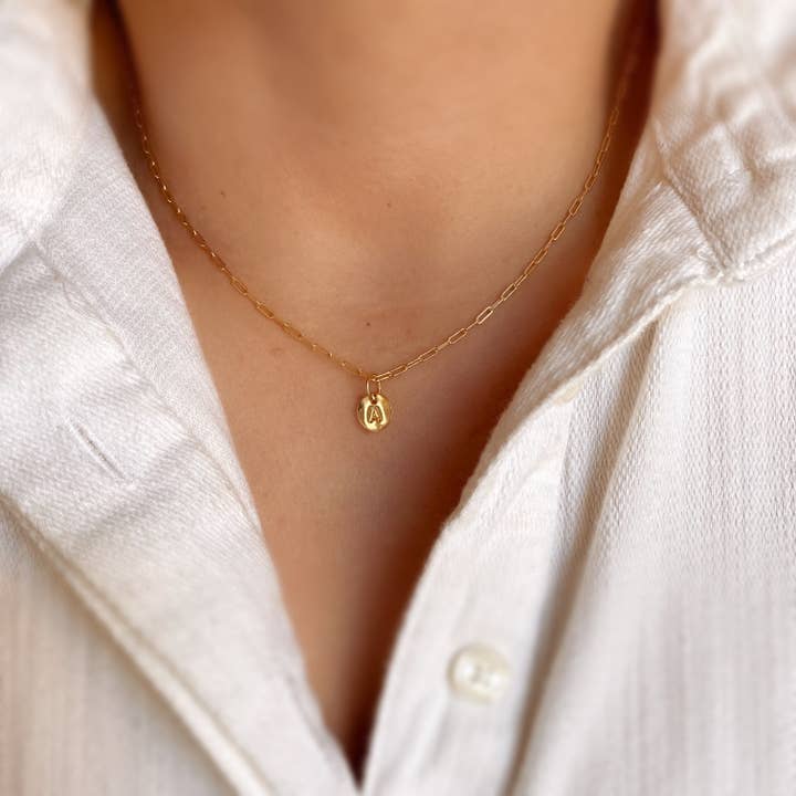 GoldFi - Wholesale Individual Charm/Pendant - Stamped Tiny Initial Letter Charm in 18k Gold Filled Complete Alphabet