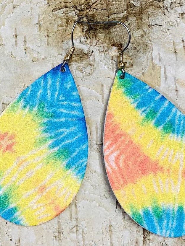 Tie Dye Leather Earrings for wholesale by Cre8tv Qn
