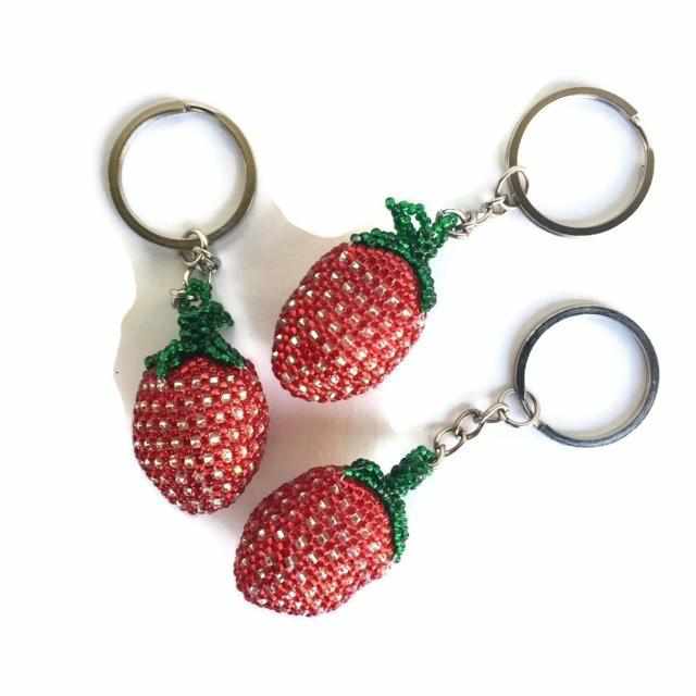 Lumily - Wholesale Keychain - Women's - Strawberry Seed Bead Keychain - Guatemala
