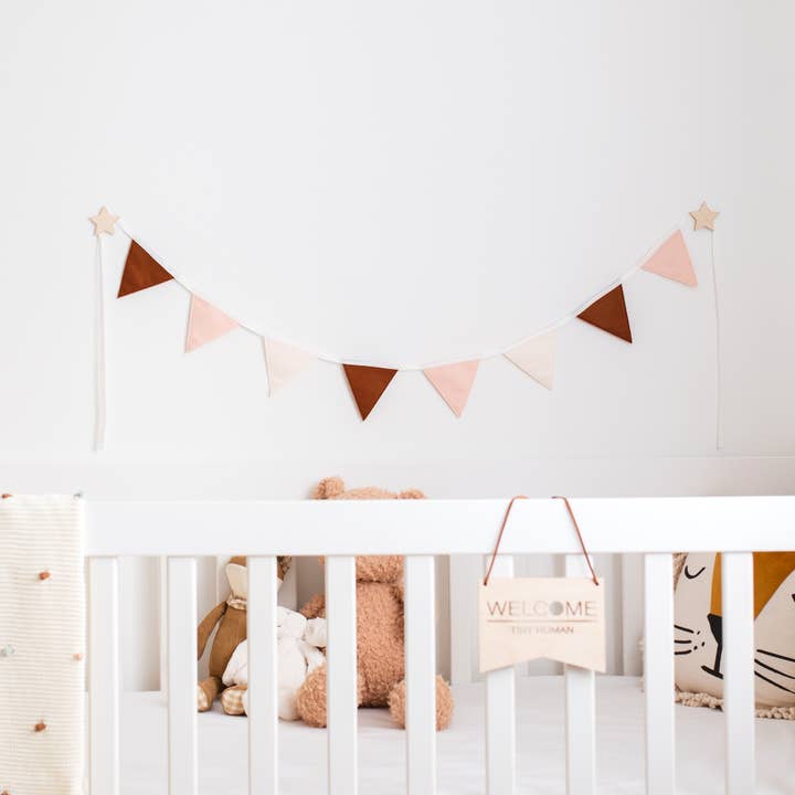 Neutral Nursery Felt Bunting - 1 metre | New Baby Decor for wholesale by Styled to Sparkle