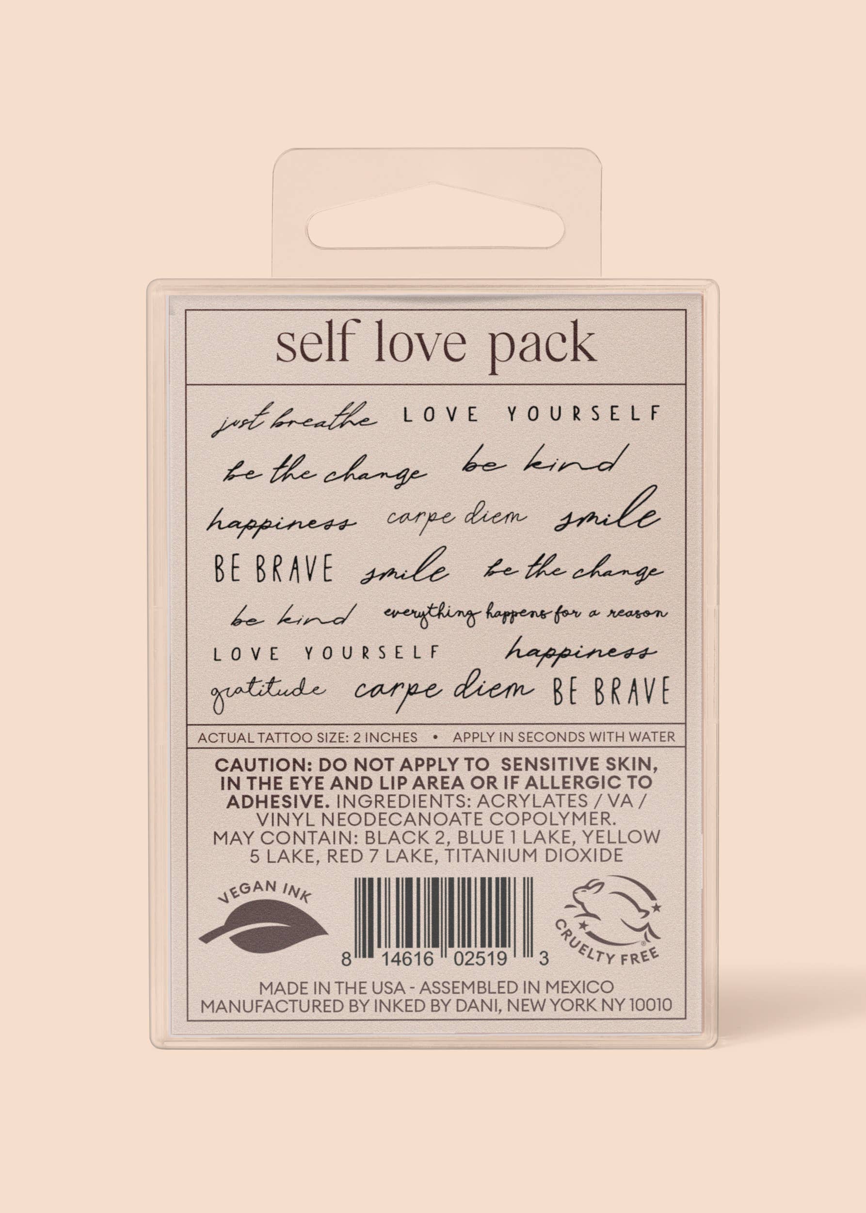 INKED by Dani - Wholesale Temporary Tattoo - Self Love Temporary Tattoo Pack15