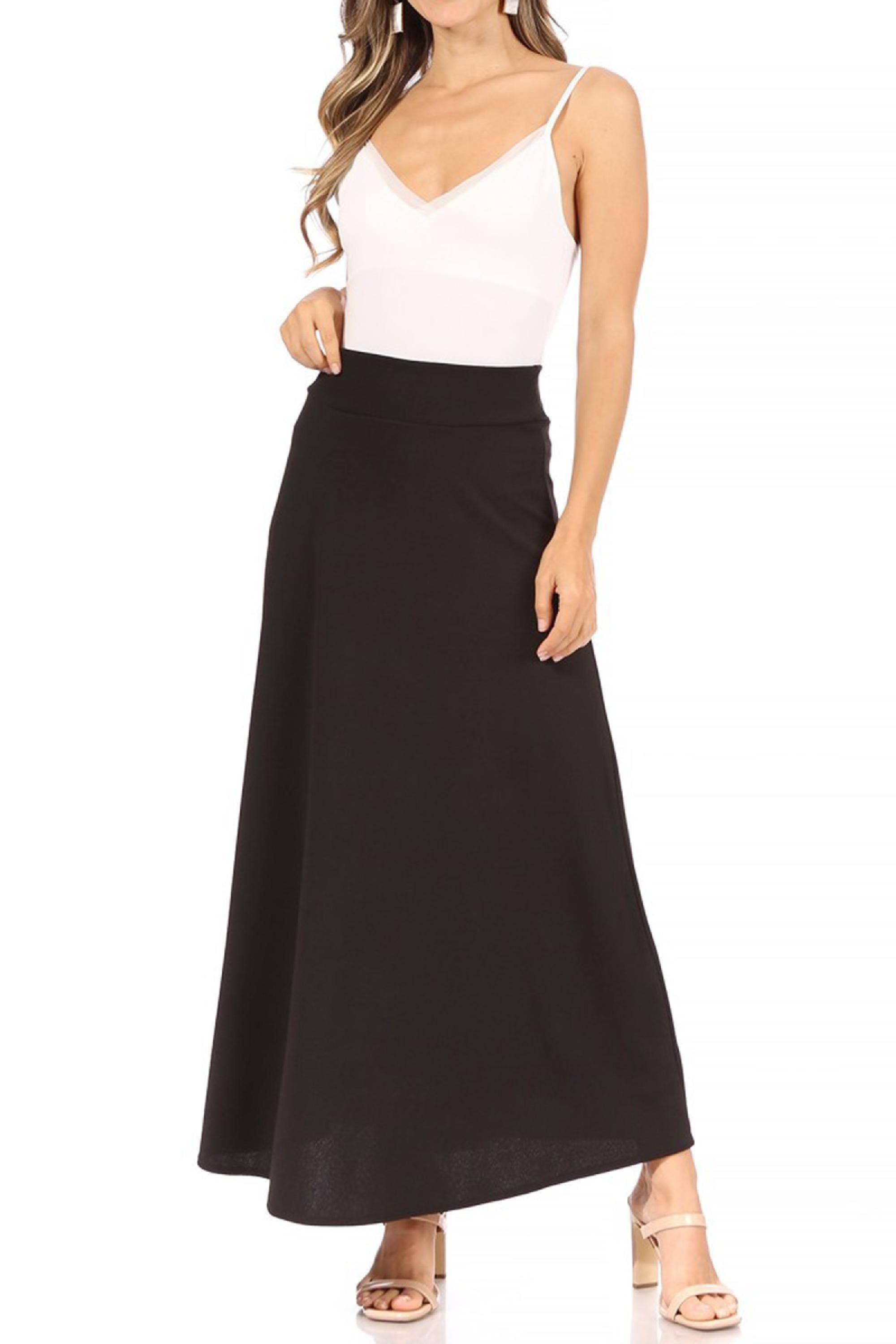 MOA COLLECTION - Wholesale Skirt - Women's - Women's Casual Solid Flare A-line Long Skirt0