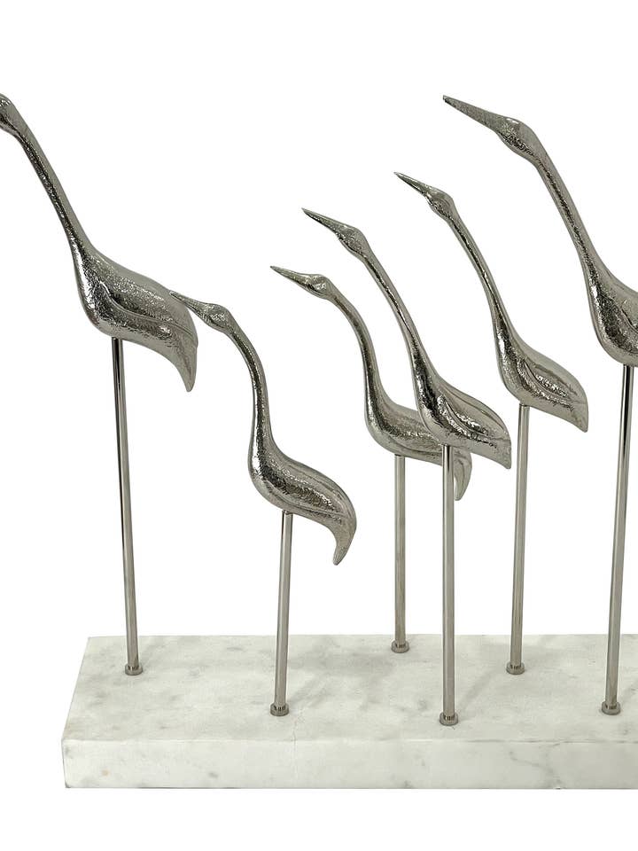 Warm Silver Family of Swans Sculpture for wholesale by Elegance Beyond